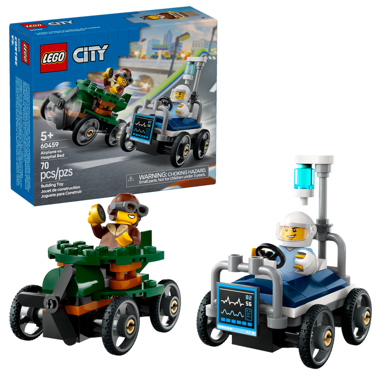 LEGO City Airplane vs. Hospital Bed Race Car Pack Set 60459