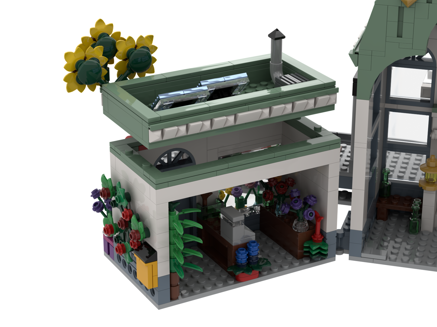 myBrickZ Large Trainstation with flower shop #0001