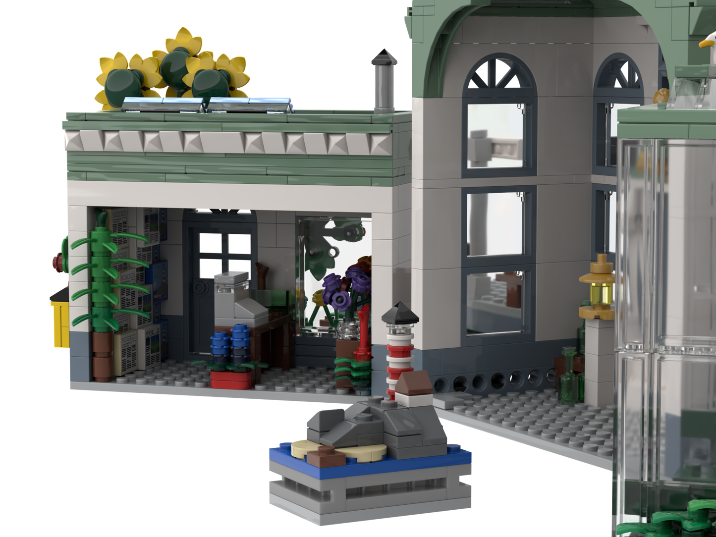 myBrickZ Large Trainstation with flower shop #0001