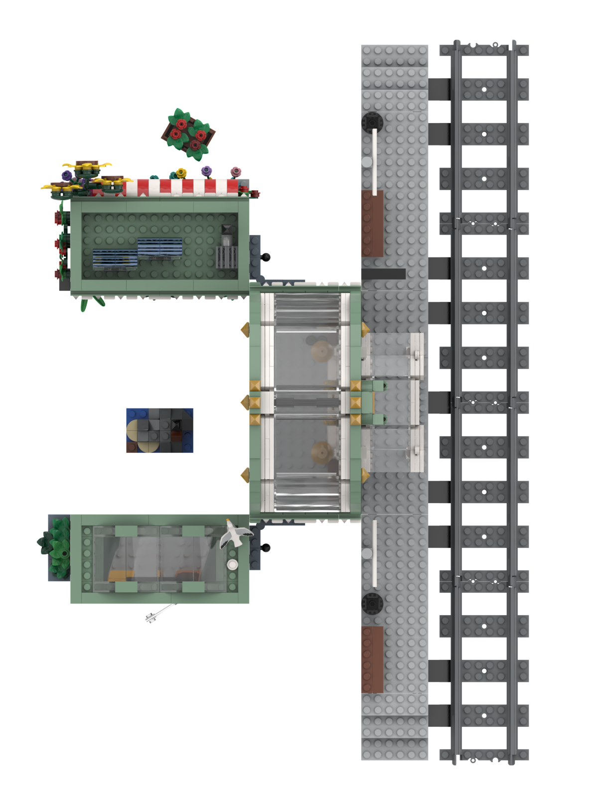 myBrickZ Large Trainstation with flower shop #0001