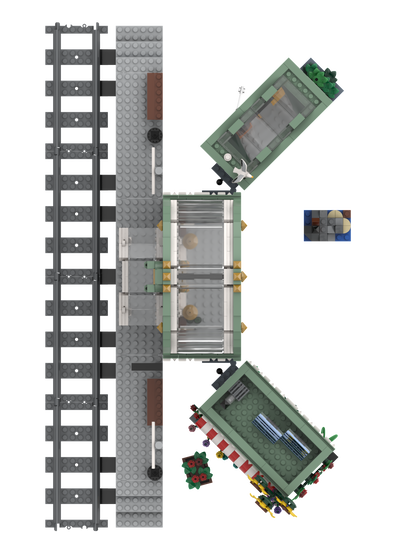 myBrickZ Large Trainstation with flower shop #0001