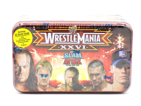 Topps 2010 WWE Slam Attax Evolution WrestleMania XXVI Tin | 37 Cards + Playmat & Binder | Factory Sealed