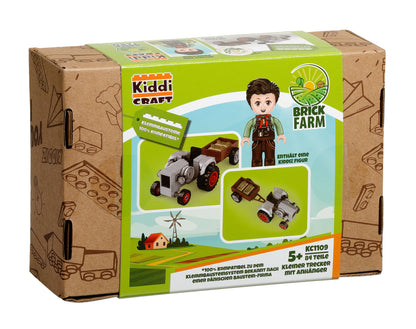 Kiddicraft Brick Farm – Small Tractor with Trailer Building Set KC1109