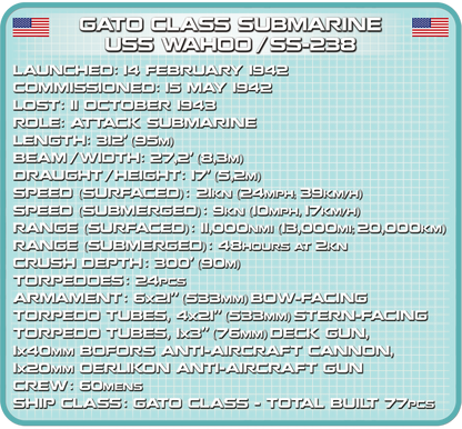 COBI Gato Class Submarine - USS Wahoo SS-238 #4806