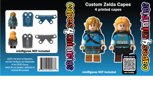 Zelda Capes Pack – 4 Printed Capes for LEGO® Minifigures (Link & Zelda)