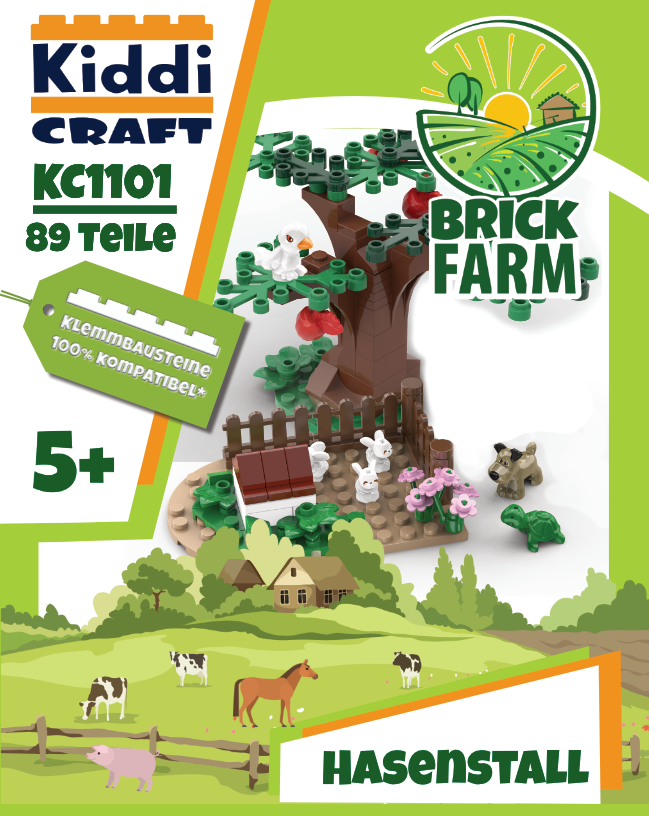 Kiddicraft Brick Farm – Rabbit Hutch Building Set KC1101