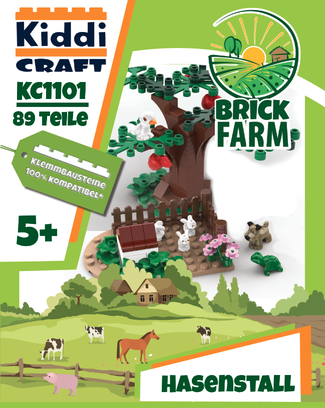 Kiddicraft Brick Farm – Rabbit Hutch Building Set KC1101