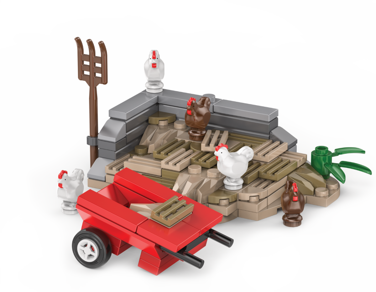 Kiddicraft Brick Farm – Manure Pile with Chickens Building Set KC1102