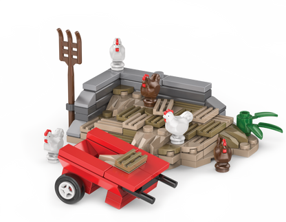 Kiddicraft Brick Farm – Manure Pile with Chickens Building Set KC1102