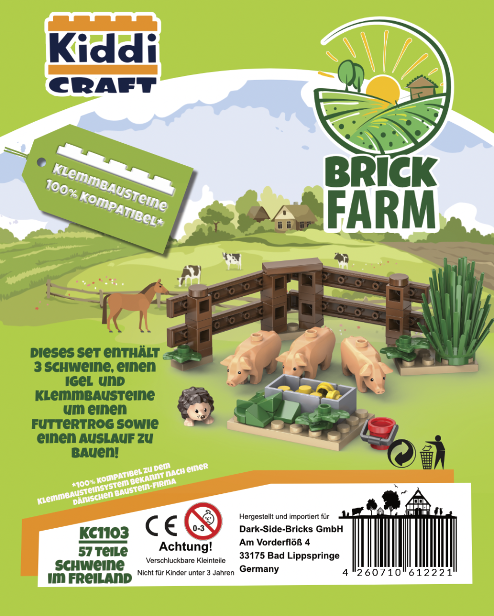 Kiddicraft Brick Farm – Pigs in the Open Field Building Set KC1103