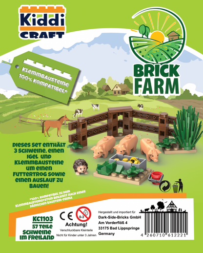 Kiddicraft Brick Farm – Pigs in the Open Field Building Set KC1103