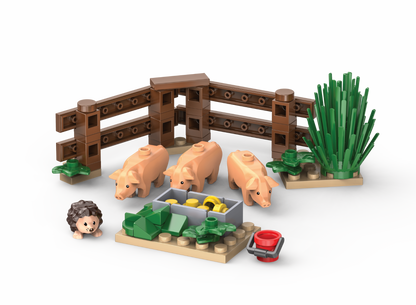 Kiddicraft Brick Farm – Pigs in the Open Field Building Set KC1103