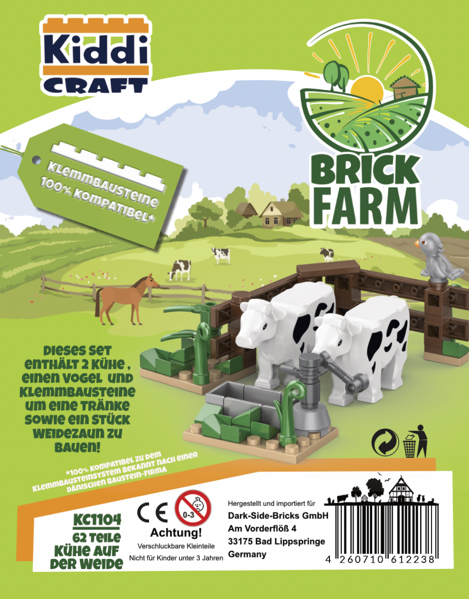 Kiddicraft Brick Farm – Cows on the Pasture Building Set KC1104