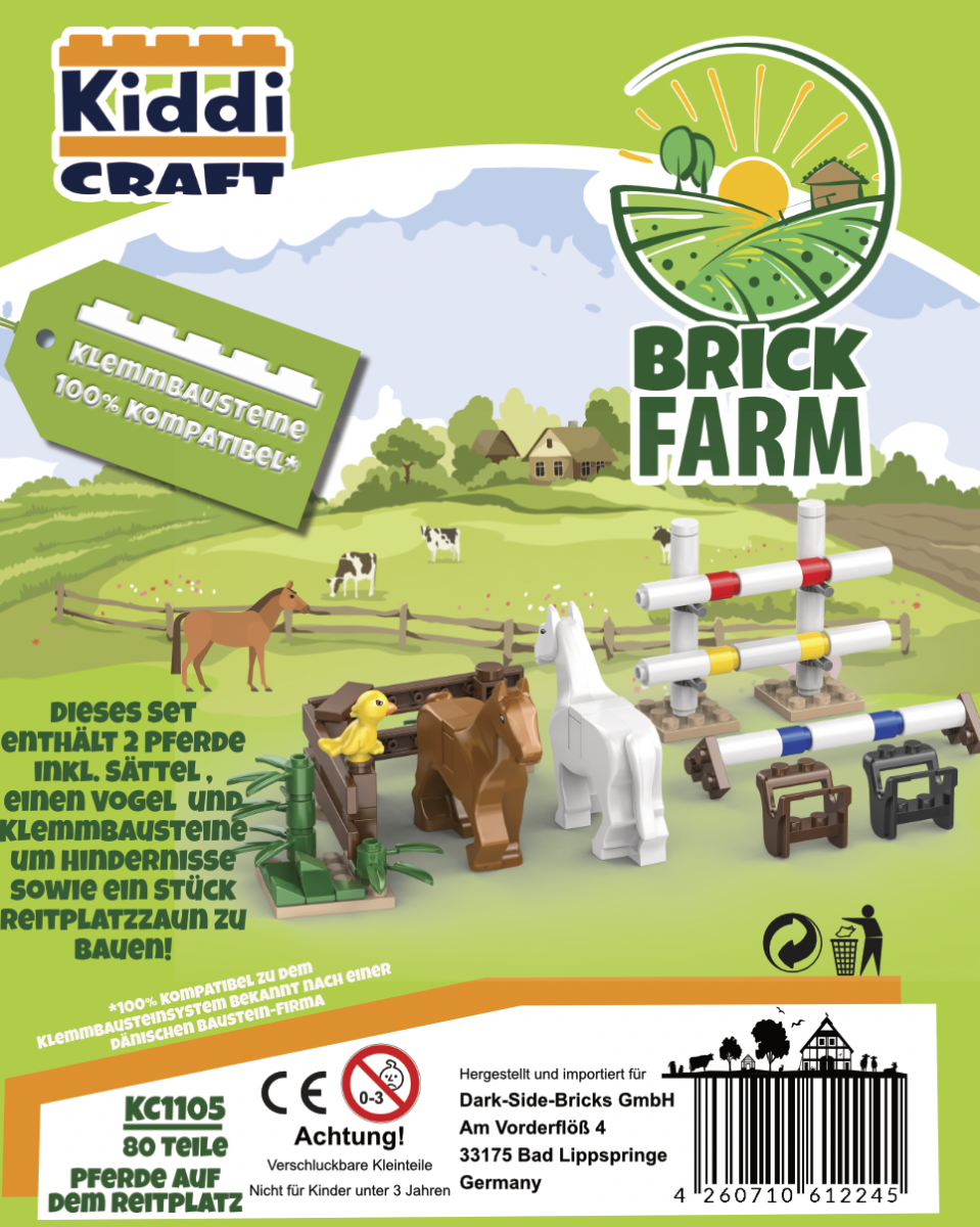 Kiddicraft Brick Farm – Horses in the Riding Arena Building Set KC1105