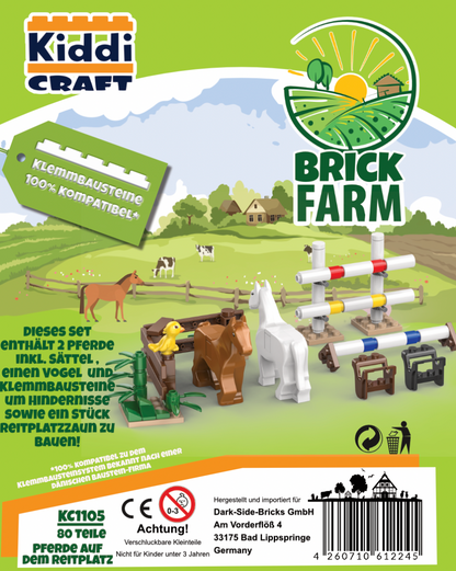 Kiddicraft Brick Farm – Horses in the Riding Arena Building Set KC1105