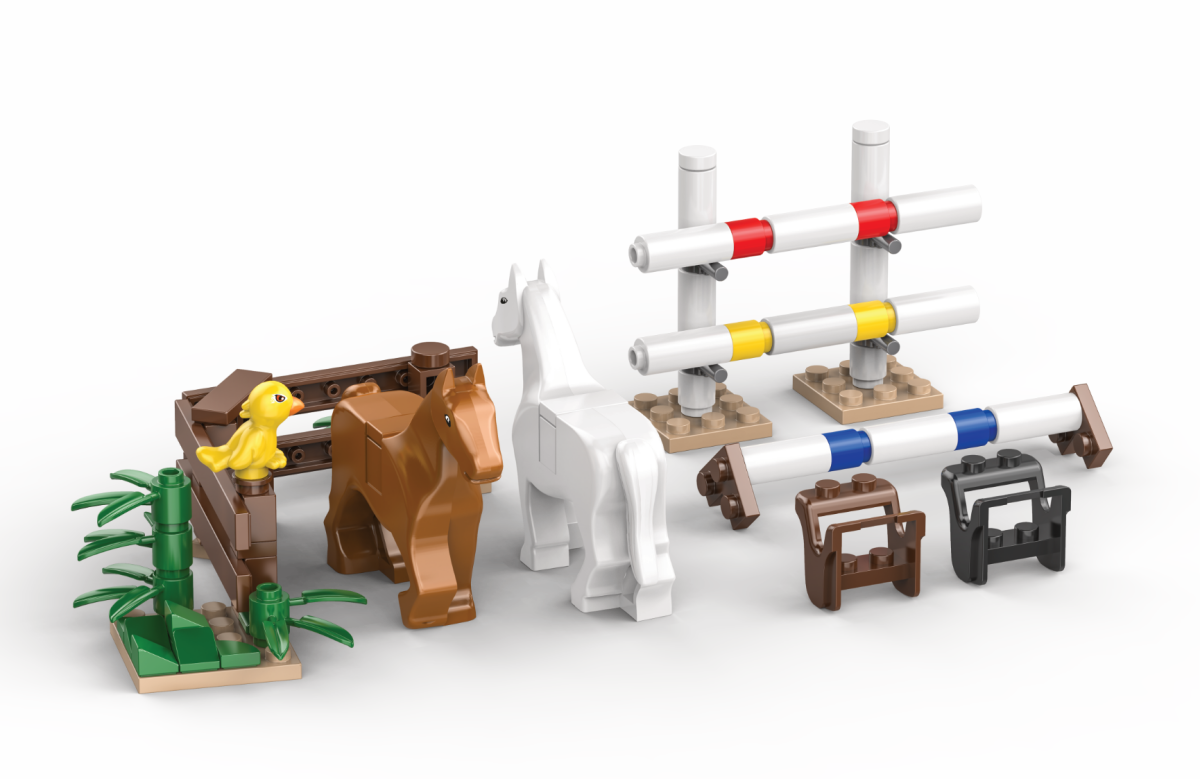 Kiddicraft Brick Farm – Horses in the Riding Arena Building Set KC1105