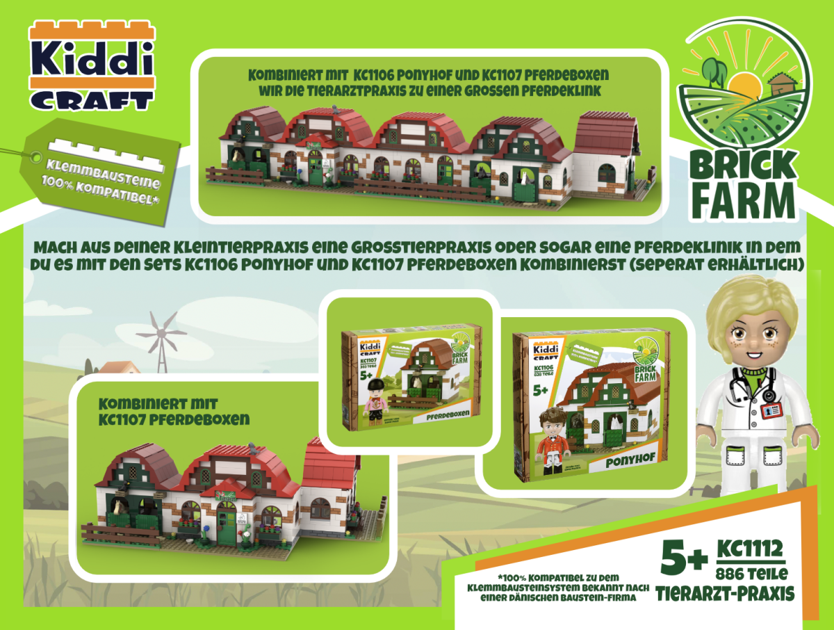 Kiddicraft Brick Farm – Pony Farm Building Set KC1106