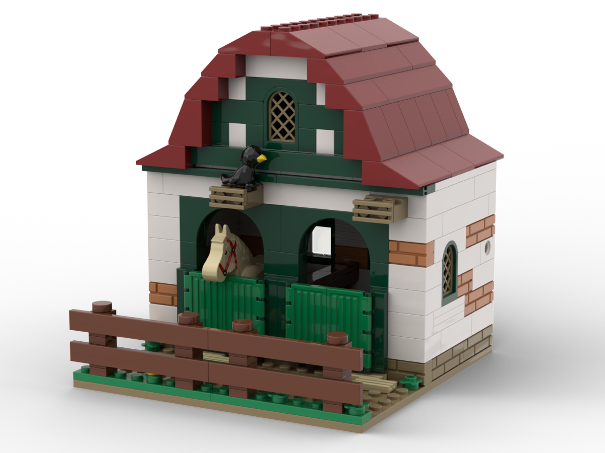 Kiddicraft Brick Farm – Pony Farm Expansion: Outdoor Stables Building Set KC1107