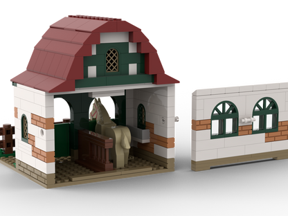 Kiddicraft Brick Farm – Pony Farm Expansion: Outdoor Stables Building Set KC1107