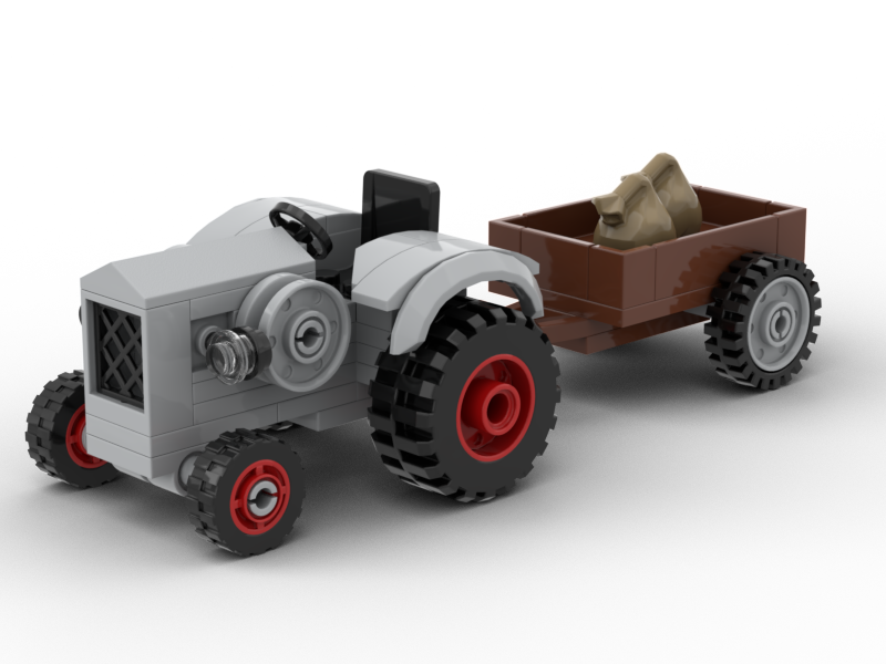 Kiddicraft Brick Farm – Small Tractor with Trailer Building Set KC1109