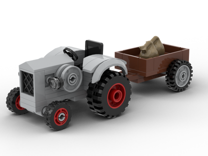 Kiddicraft Brick Farm – Small Tractor with Trailer Building Set KC1109