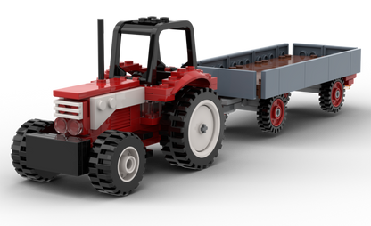 Kiddicraft Brick Farm – Large Tractor with Trailer Building Set KC1110