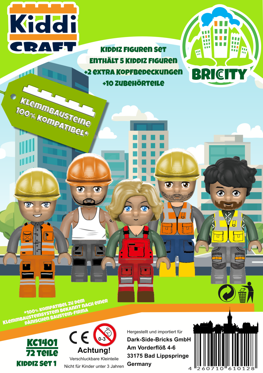 Kiddicraft Brick City – KIDDIZ Construction Crew Pack KC1401