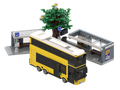 myBrickZ Yellow double-decker bus with bus stop #0002