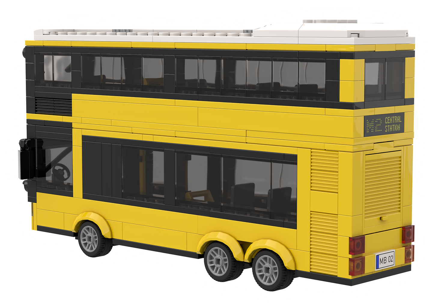 Yellow double-decker bus with bus stop