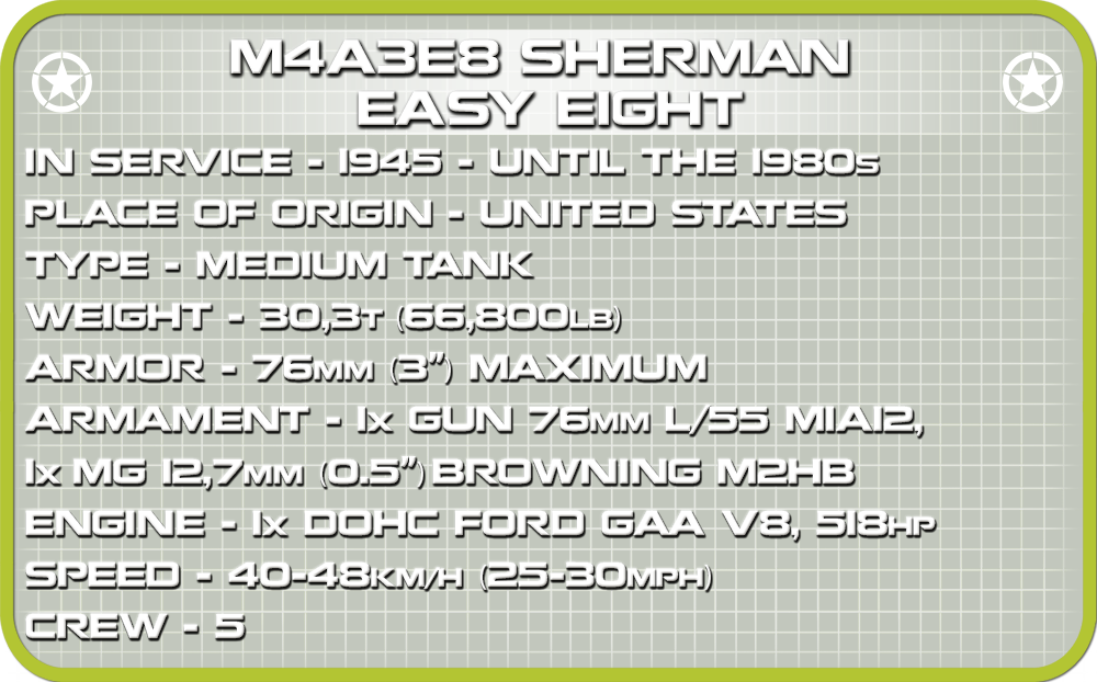 COBI M4A3E8 Sherman #2705