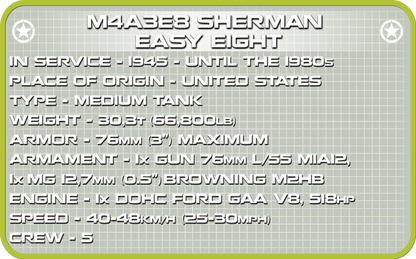 COBI M4A3E8 Sherman #2705