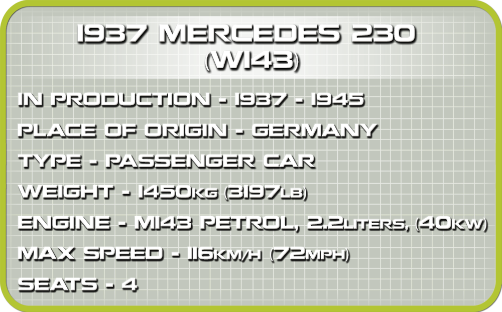 COBI 1937 Mercedes 230 - Limited Edition #2250